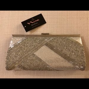 Nina Silver Beaded Evening Clutch